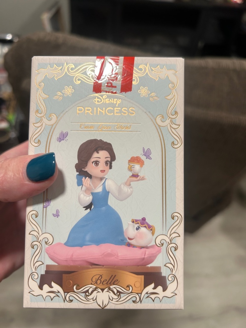 Disney Belle Figurine - Blue Dress with Pink Base